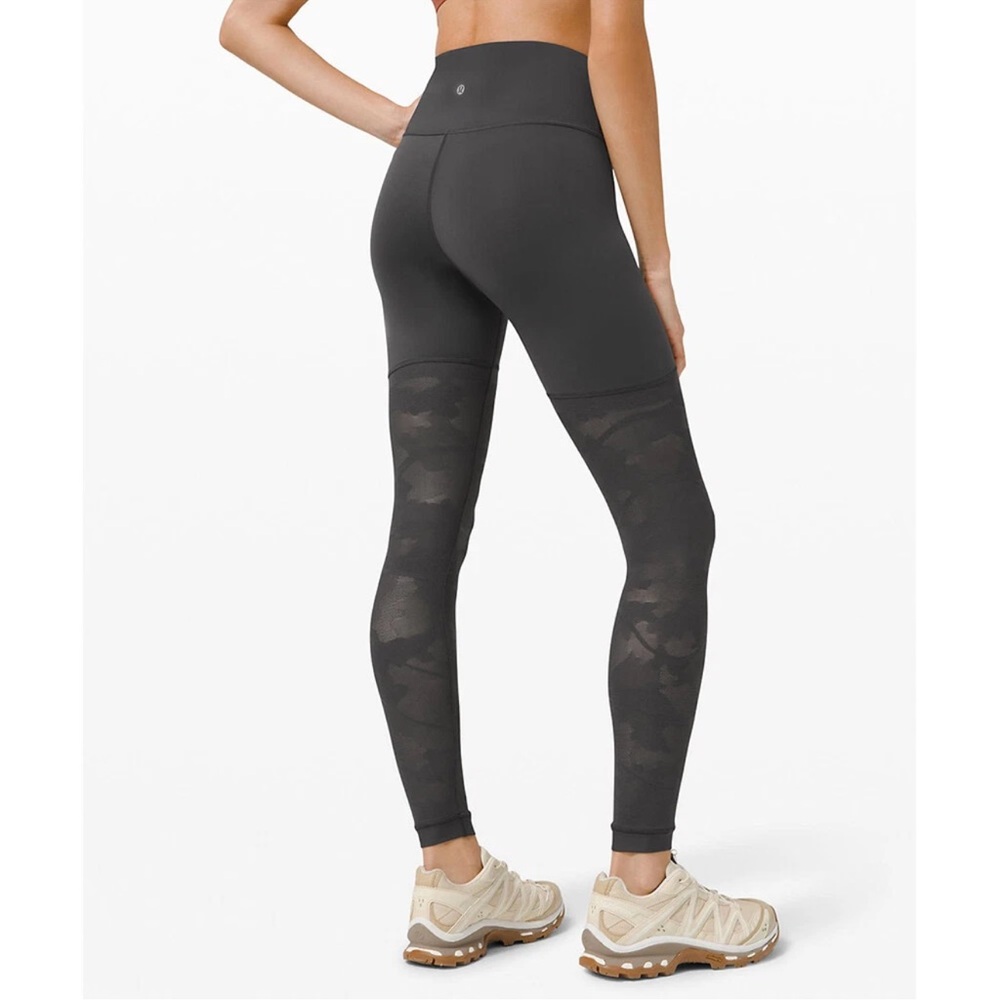 Lululemon Sheer Will High-Rise Tight 28" Camo Gray Sz 4 Activewear Workout Yoga